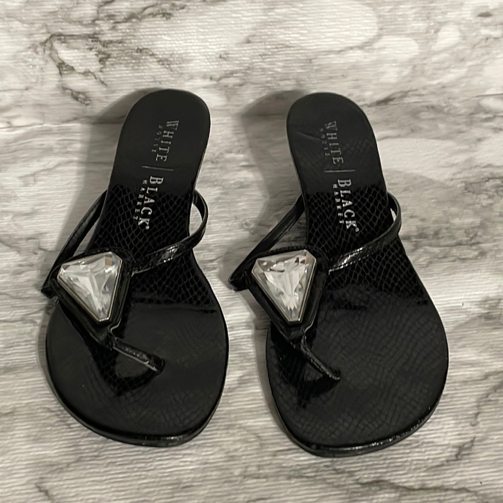 White House  black Market. Thong wedge sandals.